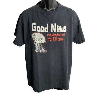 Vintage Y2K Family Guy Crewneck T Shirt M Black Short Sleeves Graphic Stewie